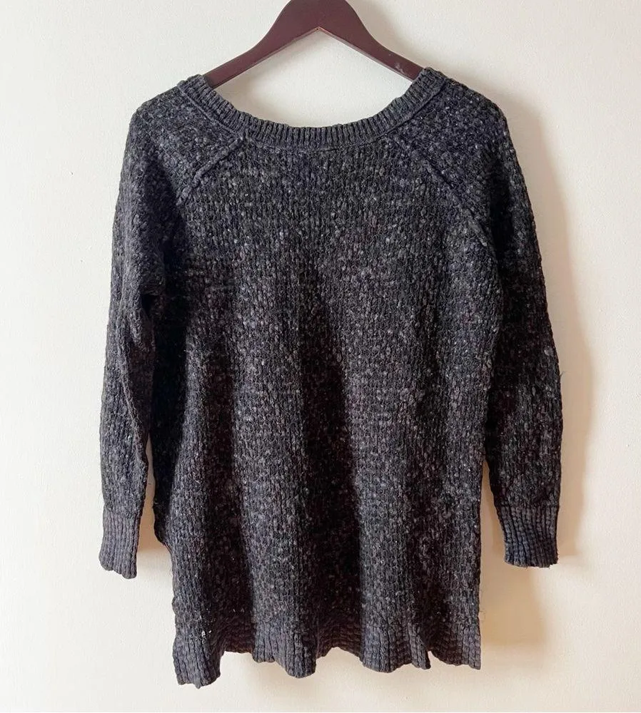 Free People Charcoal Gray Cotton/Wool Blend Pullover Sweater Size Medium - Image 7