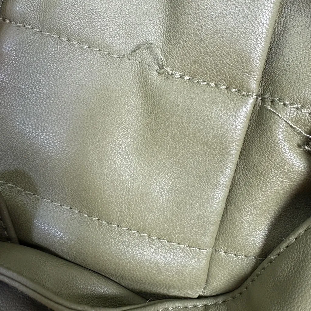 LOVE, WHIT by Whitney Port Olive Green Faux Leather Paper Bag Crop Pants Size M - Image 9