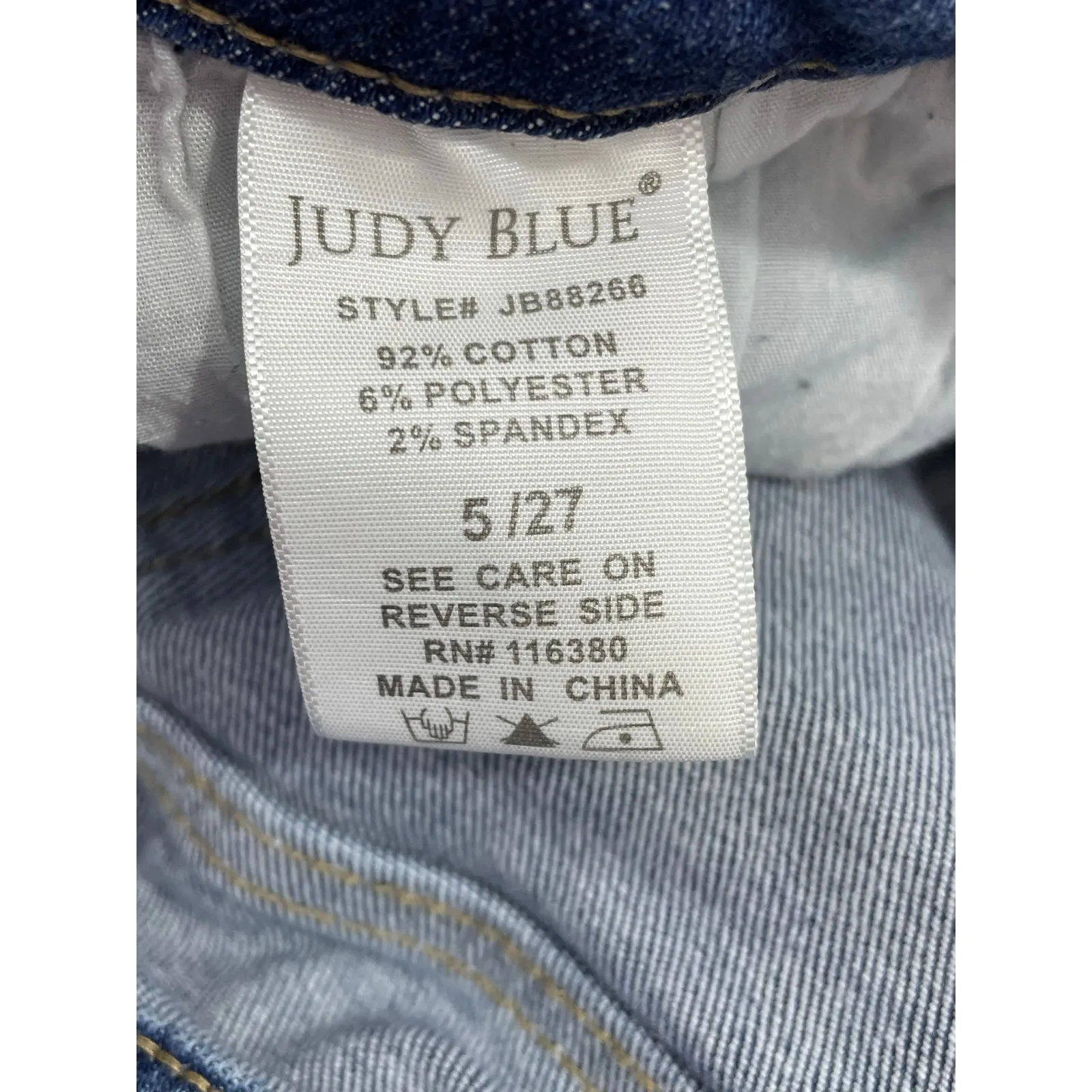 Judy Blue Jeans 5/27 High Rise Skinny Fit Acid Wash Distressed Raw Hem Festival - Image 8