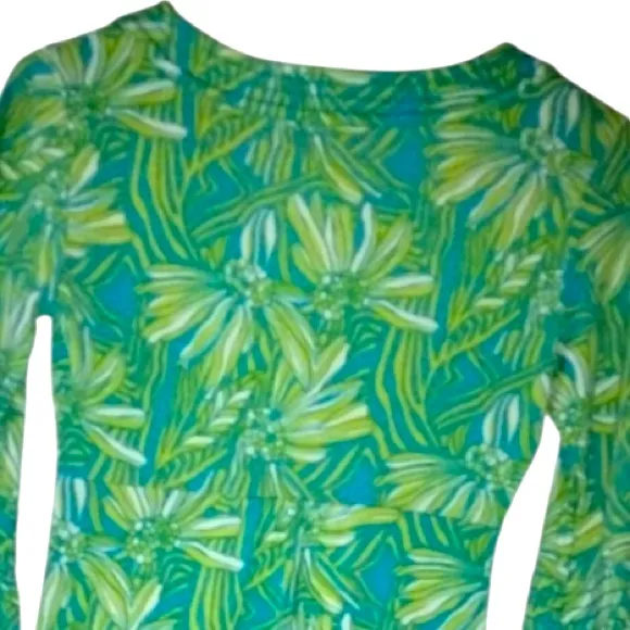 Lilly Pulitzer Twyla Dress Green Blue
Palm Silk Cotton Size S - Image 4