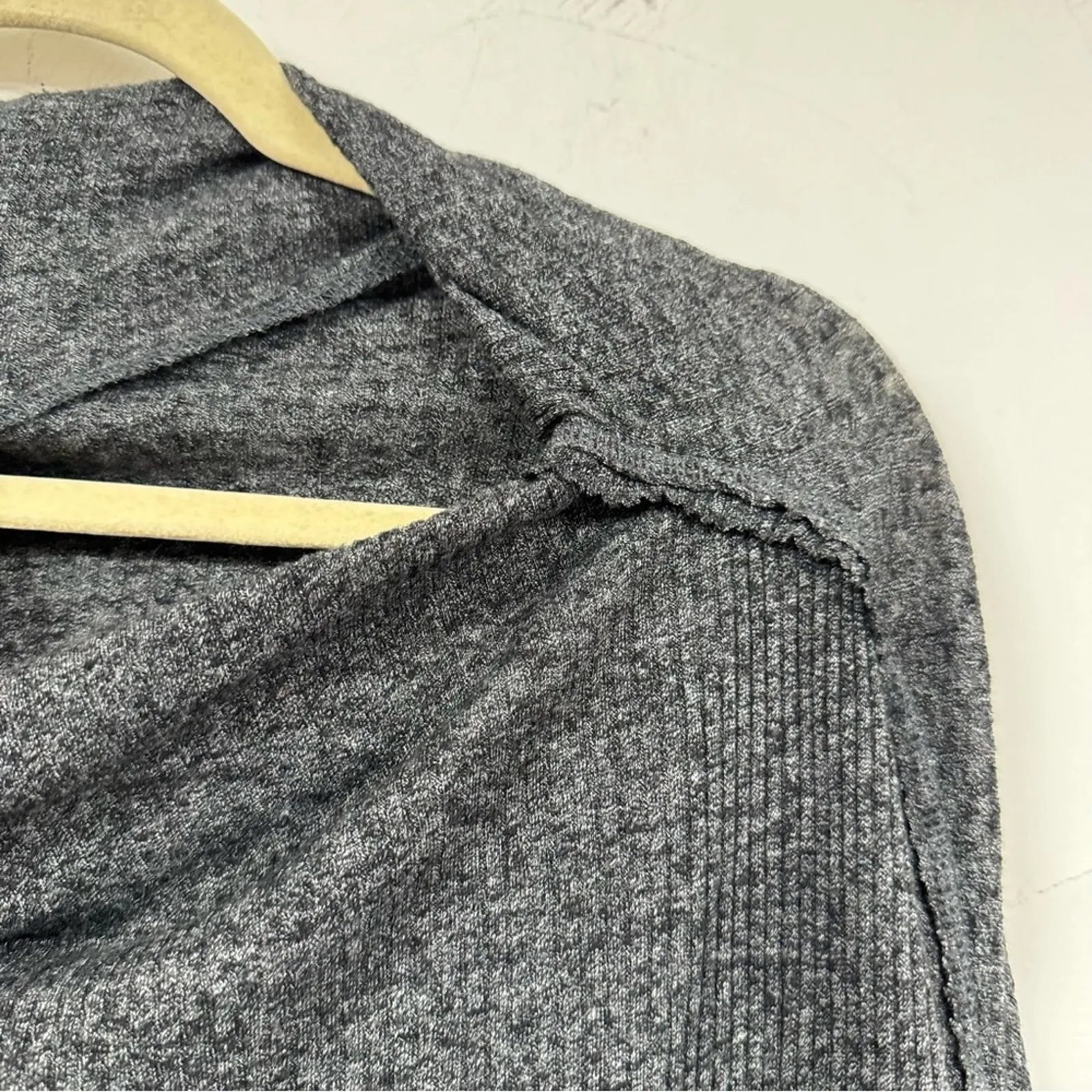 Free People Grey Slouchy Boat Neck Sweater Womens XS Thermal Long Sleeve Boho - Image 4