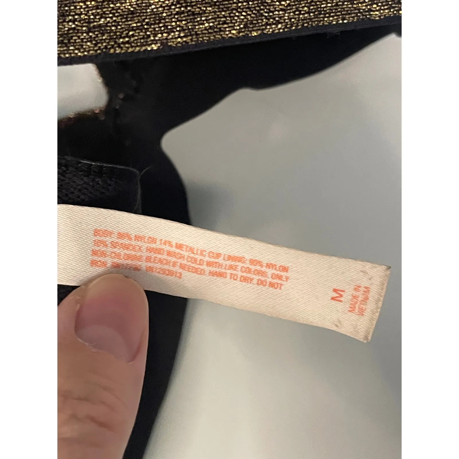 Calsie Women's Black Metallic Gold Trim Bralette Triangle Bra Top Size M Size M - Image 6