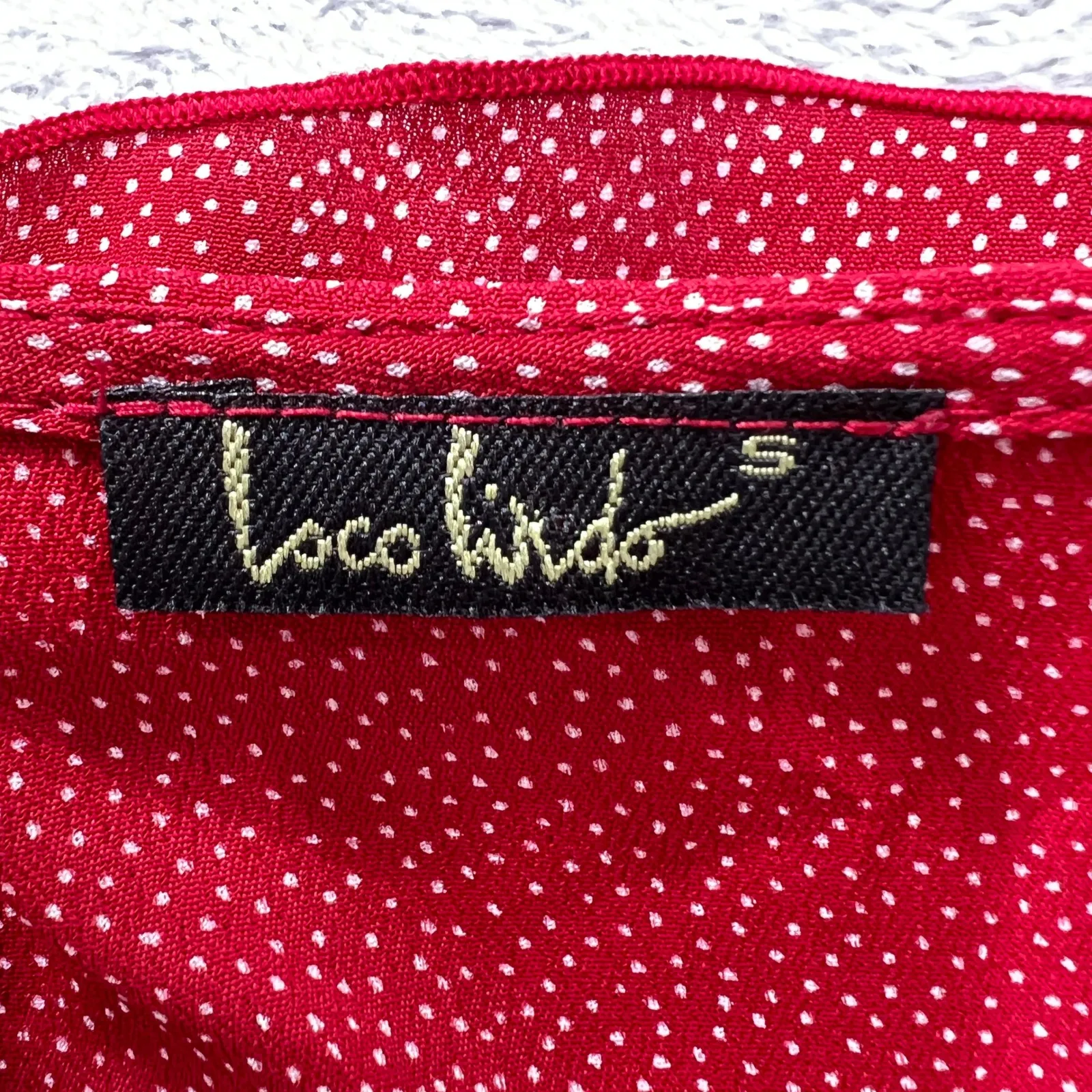 Loco Lindo Red Polka Dot Wrap Dress‎ Small Ruffle Hem Cap Sleeve Retro Chic 90s - Image 5