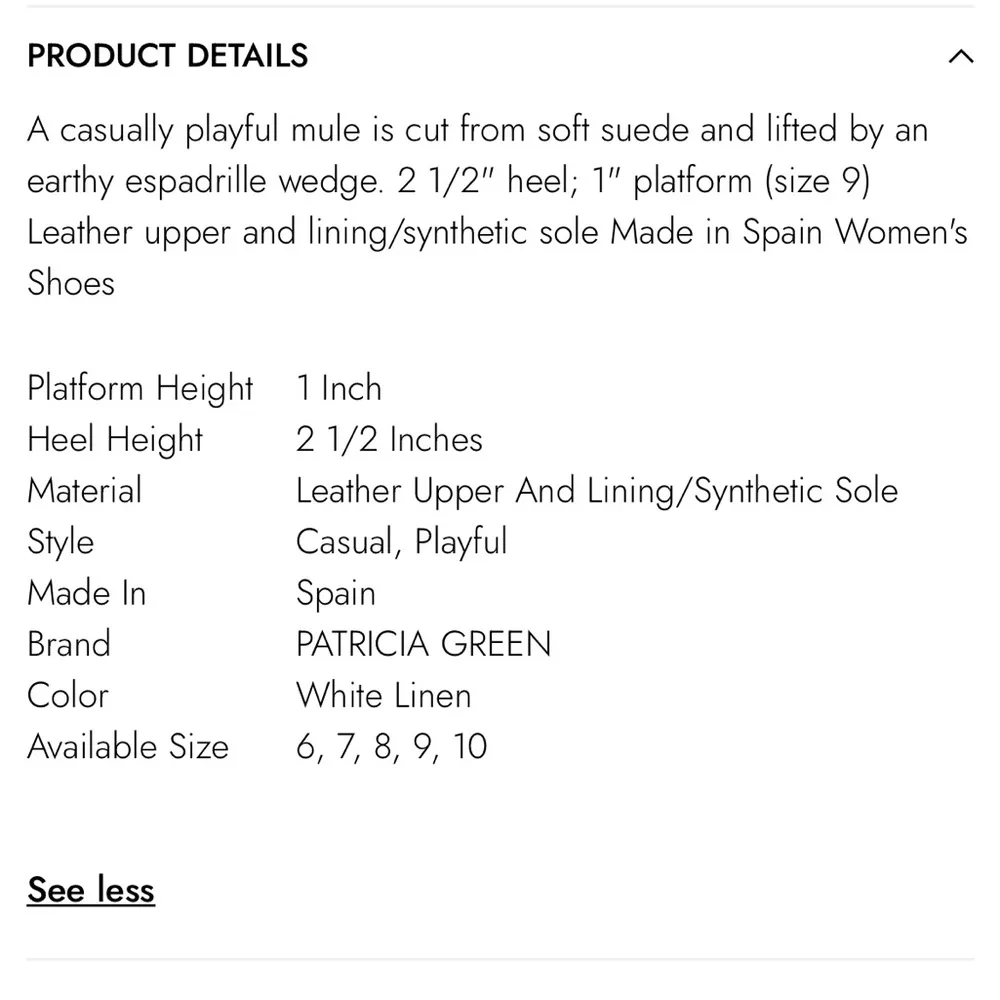 Patricia Green NWOT Shen Espadrille Mules White Linen sz 7 - Image 2