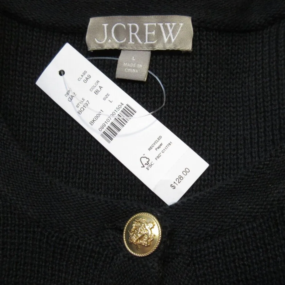 NWT J.Crew Emilie Sweater Lady Jacket in Black Cotton Knit Cardigan L - Image 3