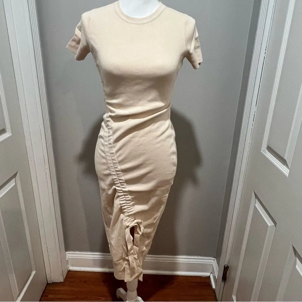 NWT O.P.T. women's cream ruched detail midi dress in cream xxs - Image 9