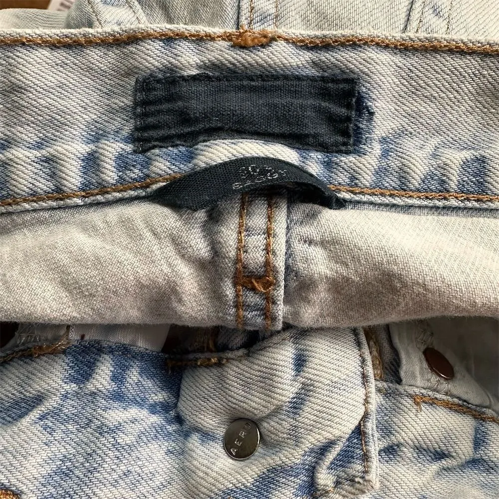 Aeropostale 90’s Baggy Distressed Light Wash High Rise Jeans Size 00 Blue - Image 5