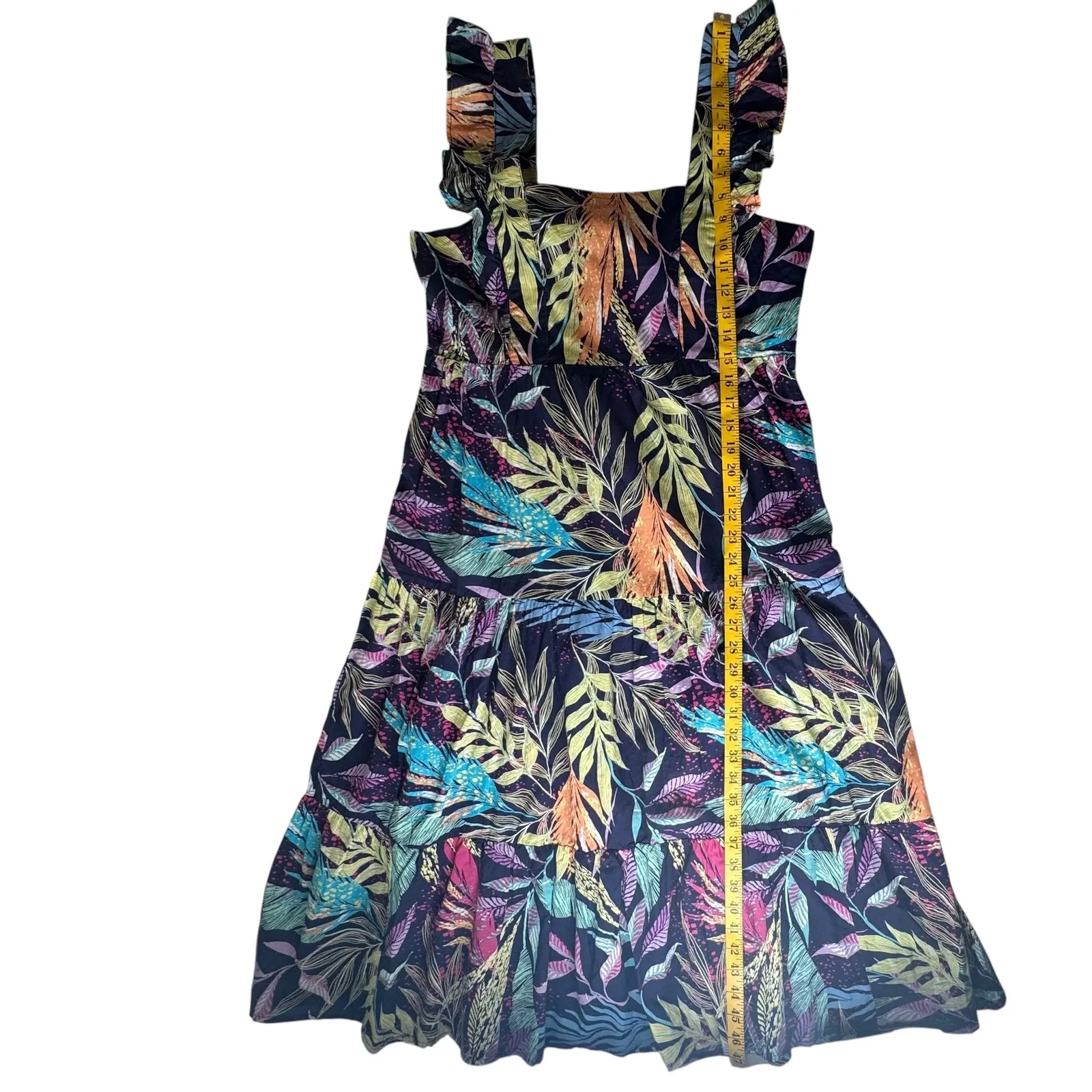 NWT Beach Lunch Lounge Alicia Tie Back Midi Dress XXL Multicolor Tropical Resort Blue - Image 9