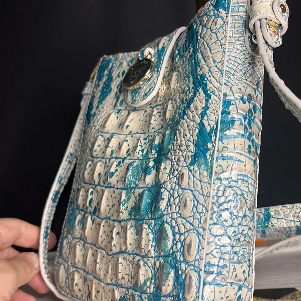 Brahmin Marley Crossbody Bag Mesmerized Melbourne Blue White Leather NWT - Image 5