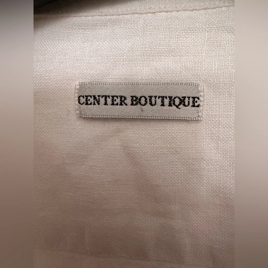 Center Boutique Classic White Linen Button Down Collared Shirt NWOT Size XL - Image 3