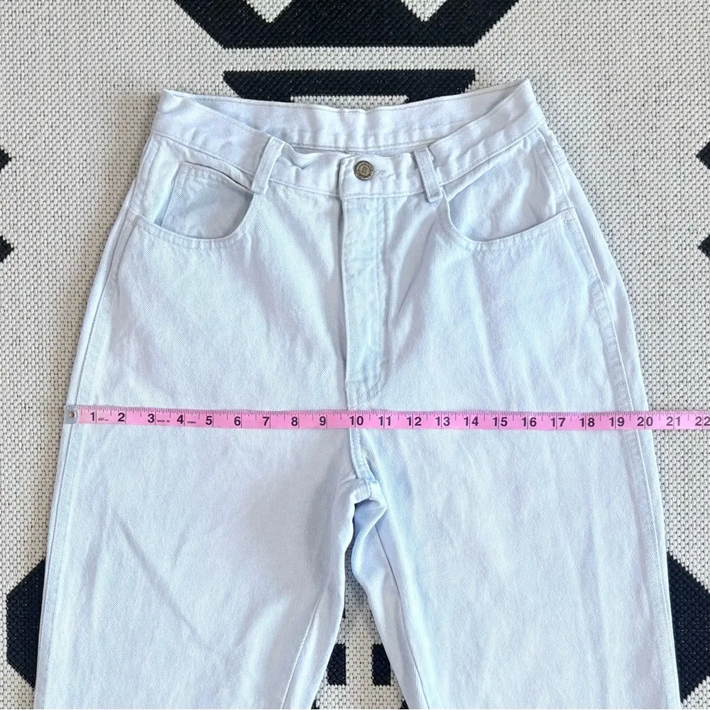 Vintage PS Gitano Pale Light Blue Wash High Rise Tapered Leg Mom Jeans White Size 10P - Image 3