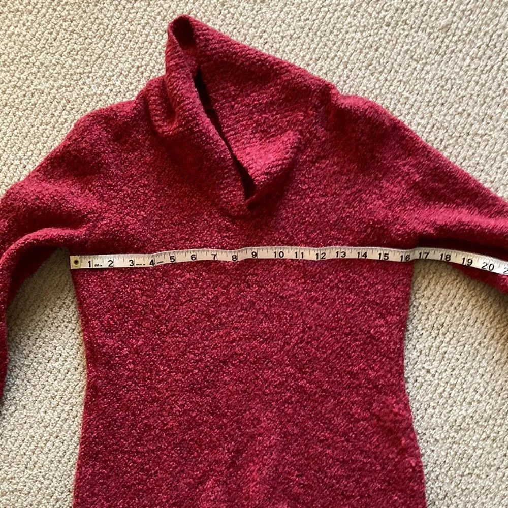 Eileen Fisher Red Cowl Neck Sweater Merino Wool Cashmere Blend Size Small EUC - Image 5