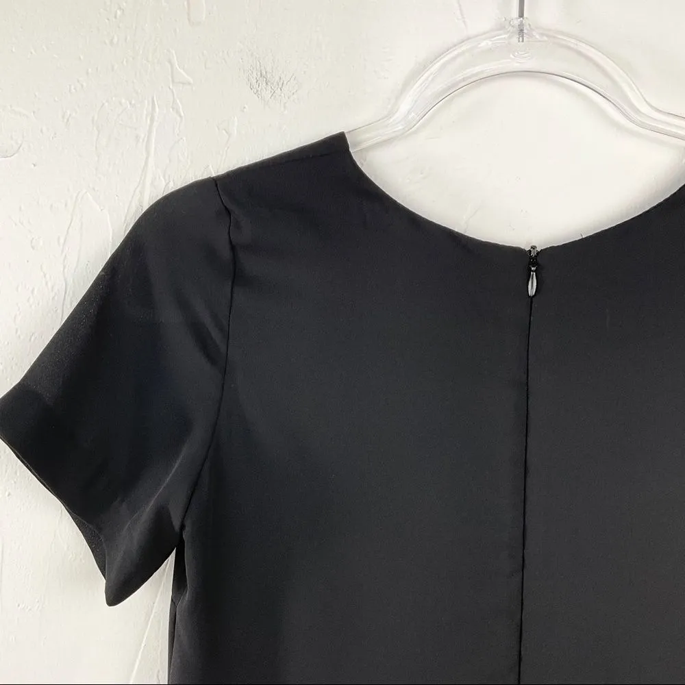 Black Lace Up Short Sleeve Shift Dress X-Small XS - Image 3