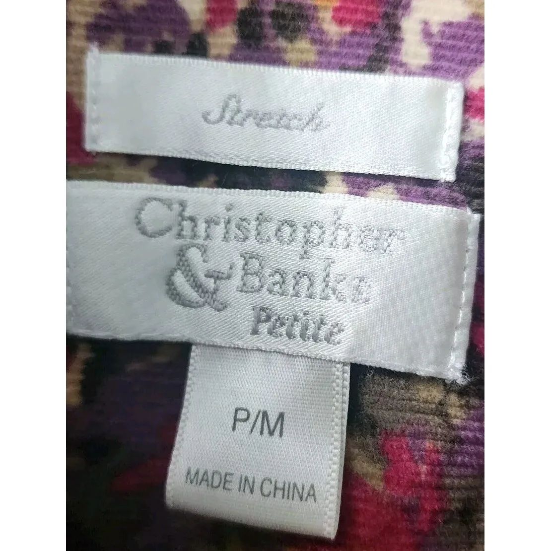 Christopher Banks Corduroy Button‎ Down Floral Print Long Sleeve Shirt Sz 16W - Image 4