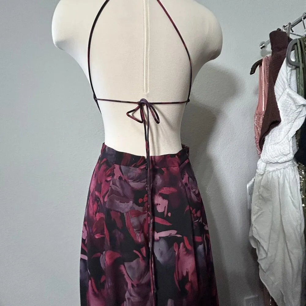 Fame and Partners Floral Print Halter Strappy Back Maxi Dress Sz 6 Resort Beachy - Image 10