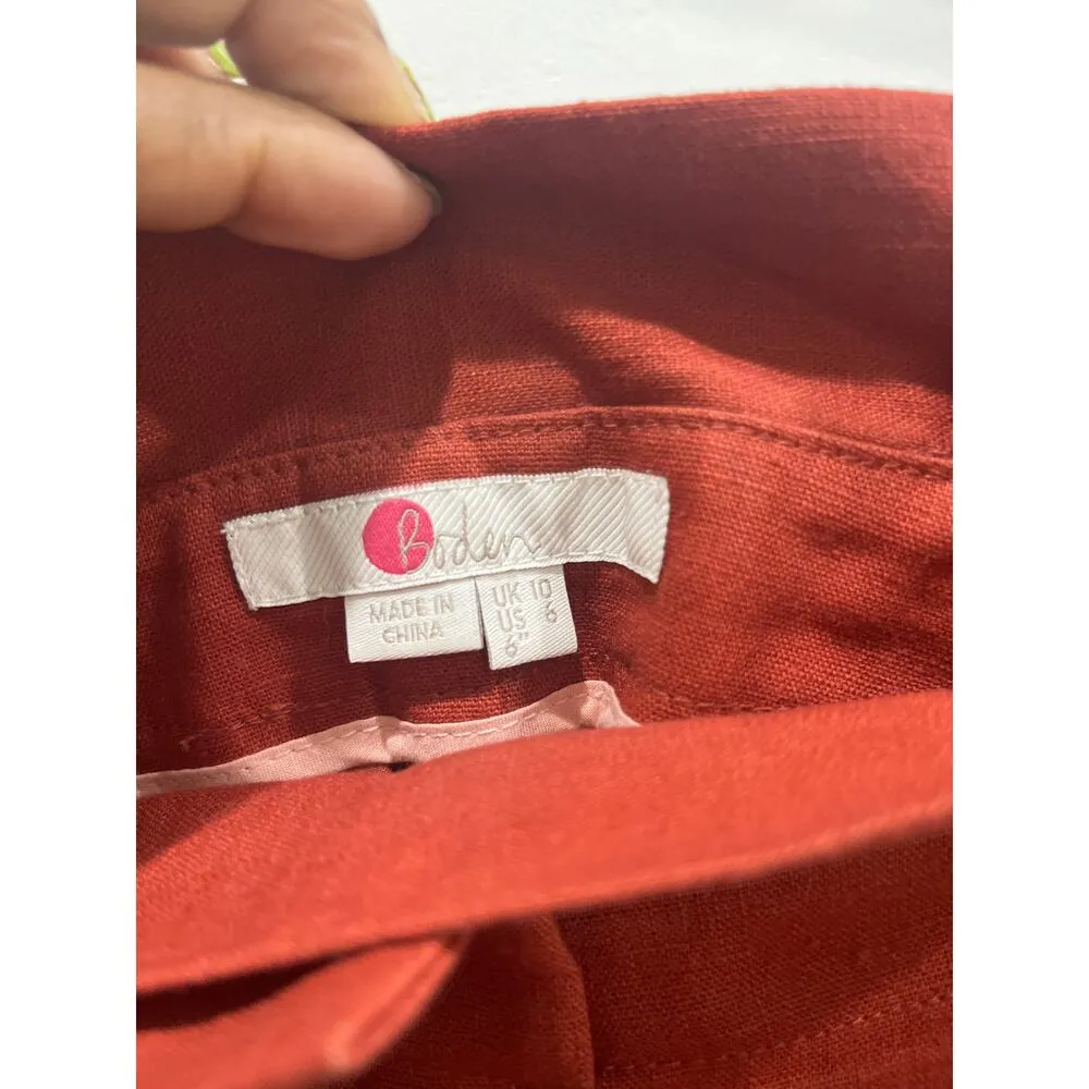 Boden St Ives Paper Bag Shorts in Brick Red Sz 6 - Image 4
