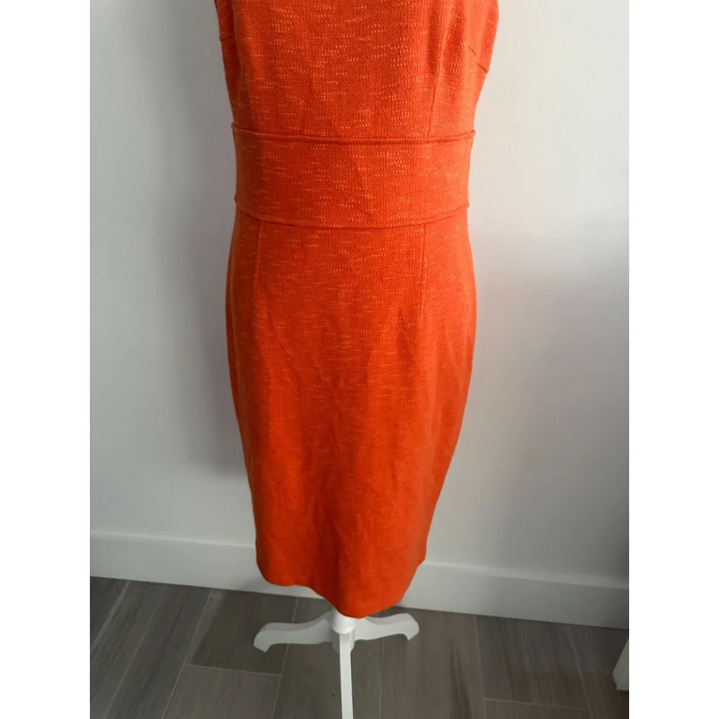DAVID MEISTER Orange Gold Button Detail Pencil Dress Size 10 - Image 10