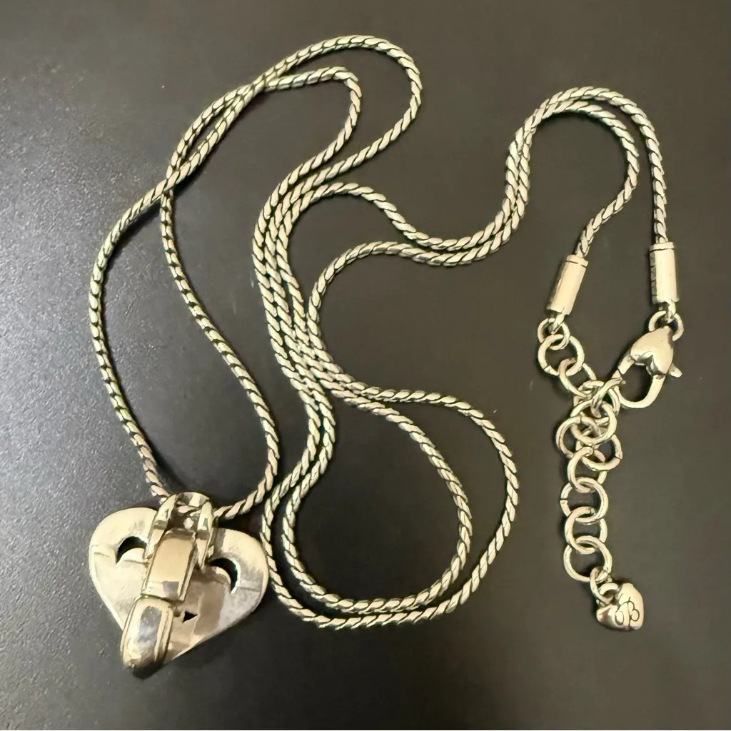 BRIGHTON Silver-plated Alcazar Heart w/ Swarovski Crystal Badge Clip Necklace - Image 3