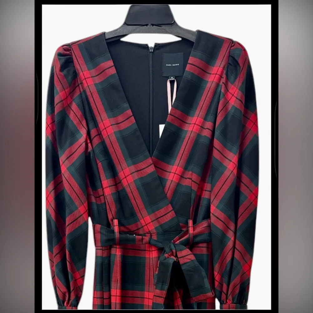 Alex Marie All Spruced Up Plaid Jumpsuit Women’s Size 8 Red Green Black NWT - Image 2