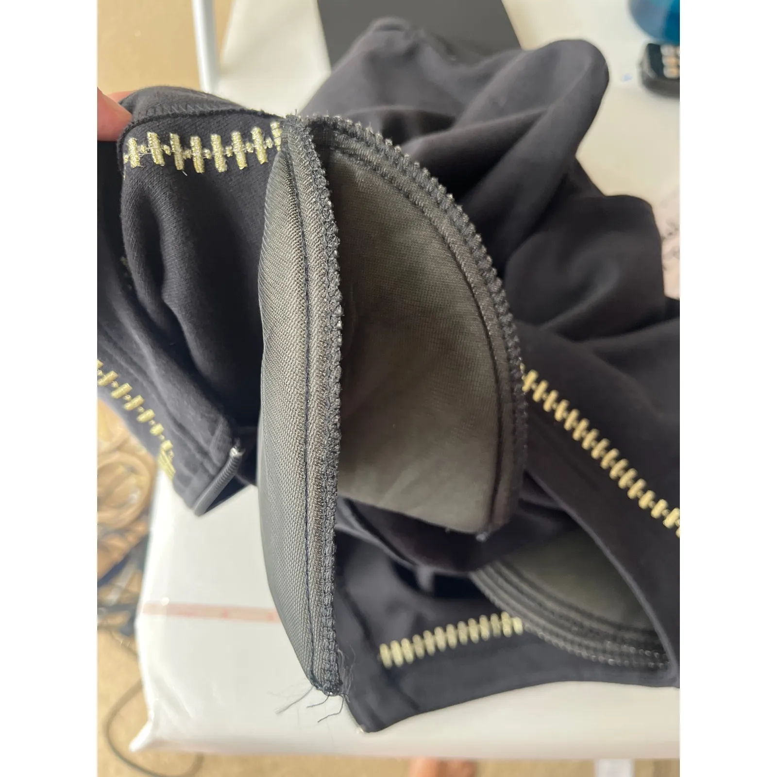 Vintage Y2K Bechamel 1/4 Zip Womens Top Sz 2X Metallic Gold Trim Pullover Glam Black - Image 5