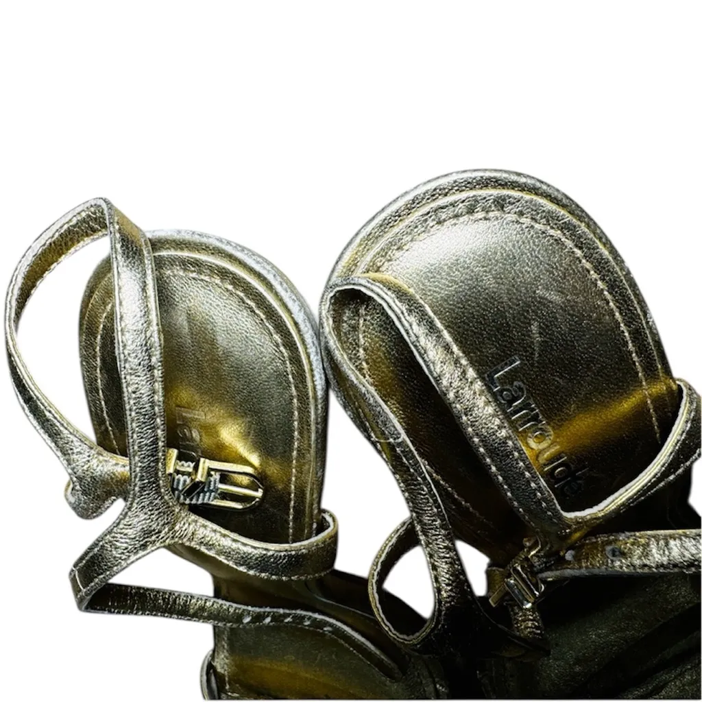 Larroude gold stiletto strap sandal heels NEW Size 8 - Image 5