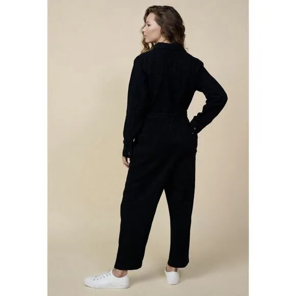 Skies Are Blue‎ Jumpsuit Cotton Twill Black Long Sleeve Utility Size Small - Image 3