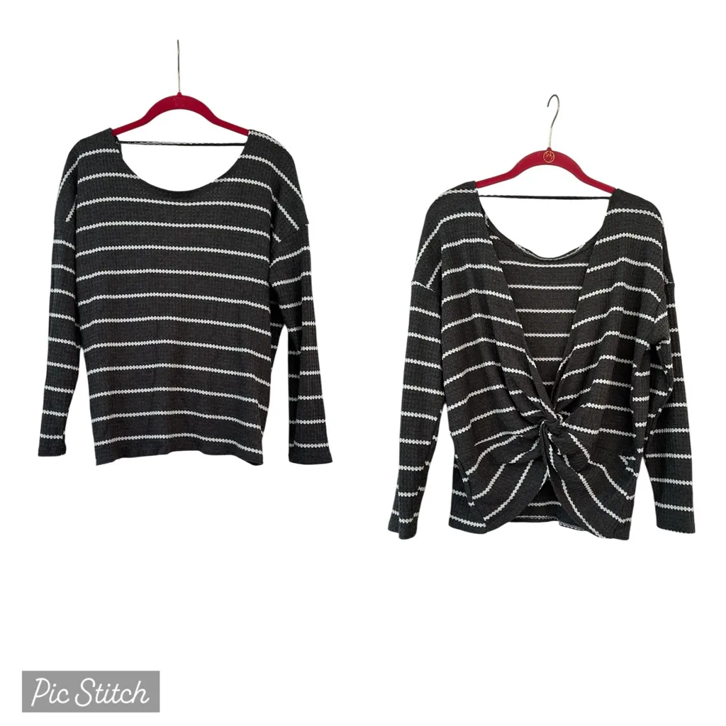 BKE Striped Backless Long Sleeve Knit Pullover Top NEW Size XS - Image 2