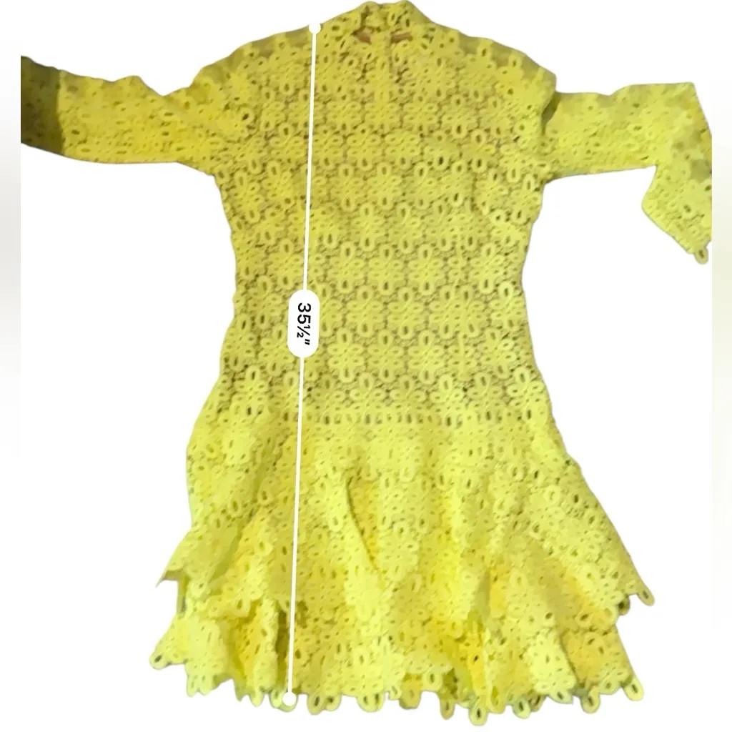 Jonathan Simkhai Lace Mini Dress Women’s Size 8 Yellow Guipure Long Sleeve - Image 14