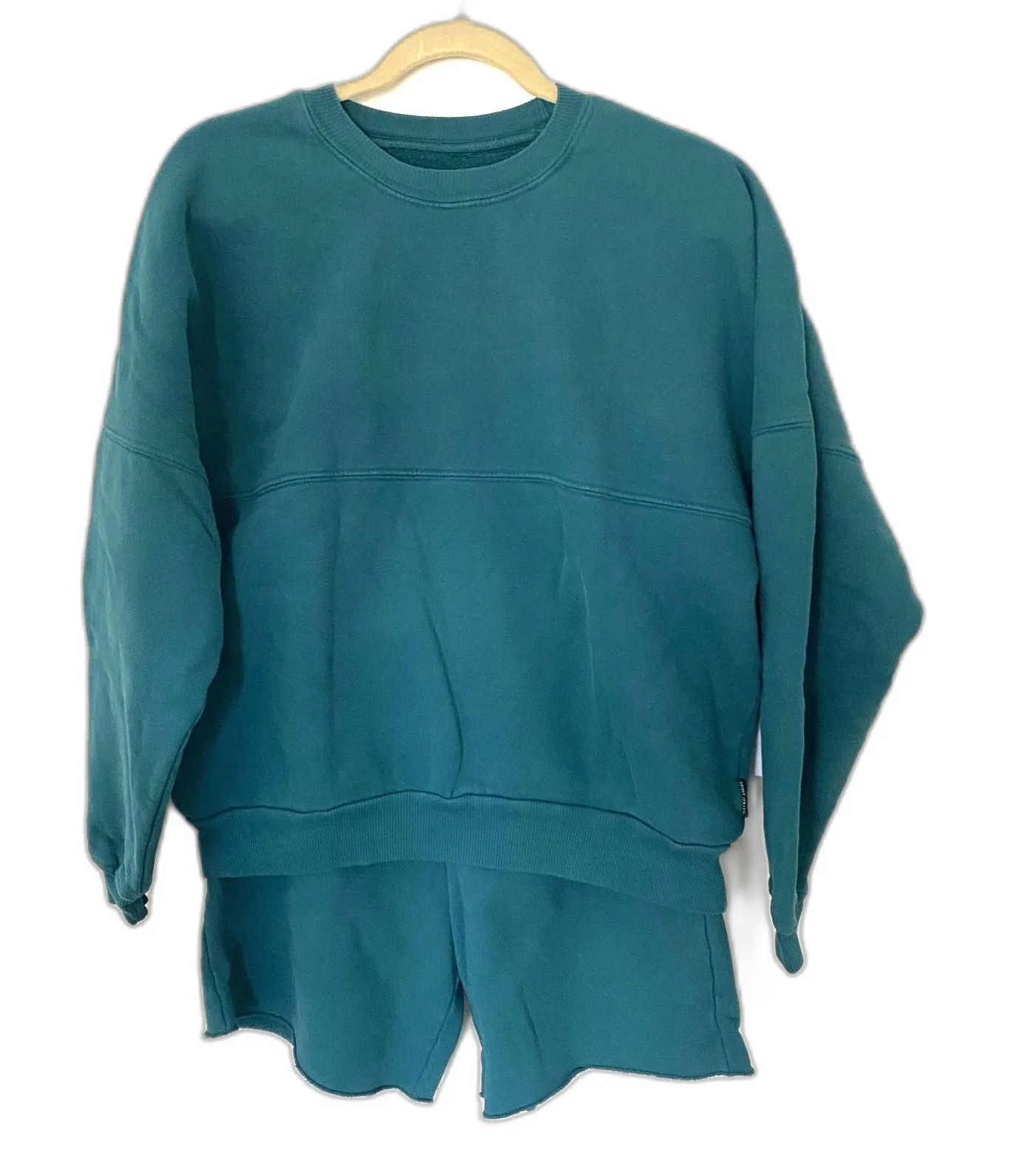 NWT Spirit Jersey Green Oversized Unisex Cotton Sweatshirt Short Matching Set M - Image 1