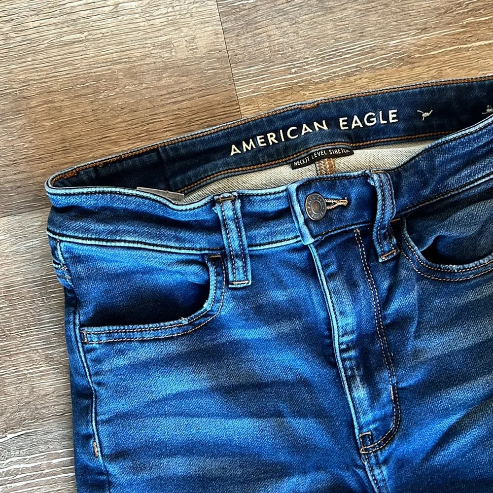 American Eagle Next Level Stretch Blue Denim Distressed Skinny Jeans - Image 5
