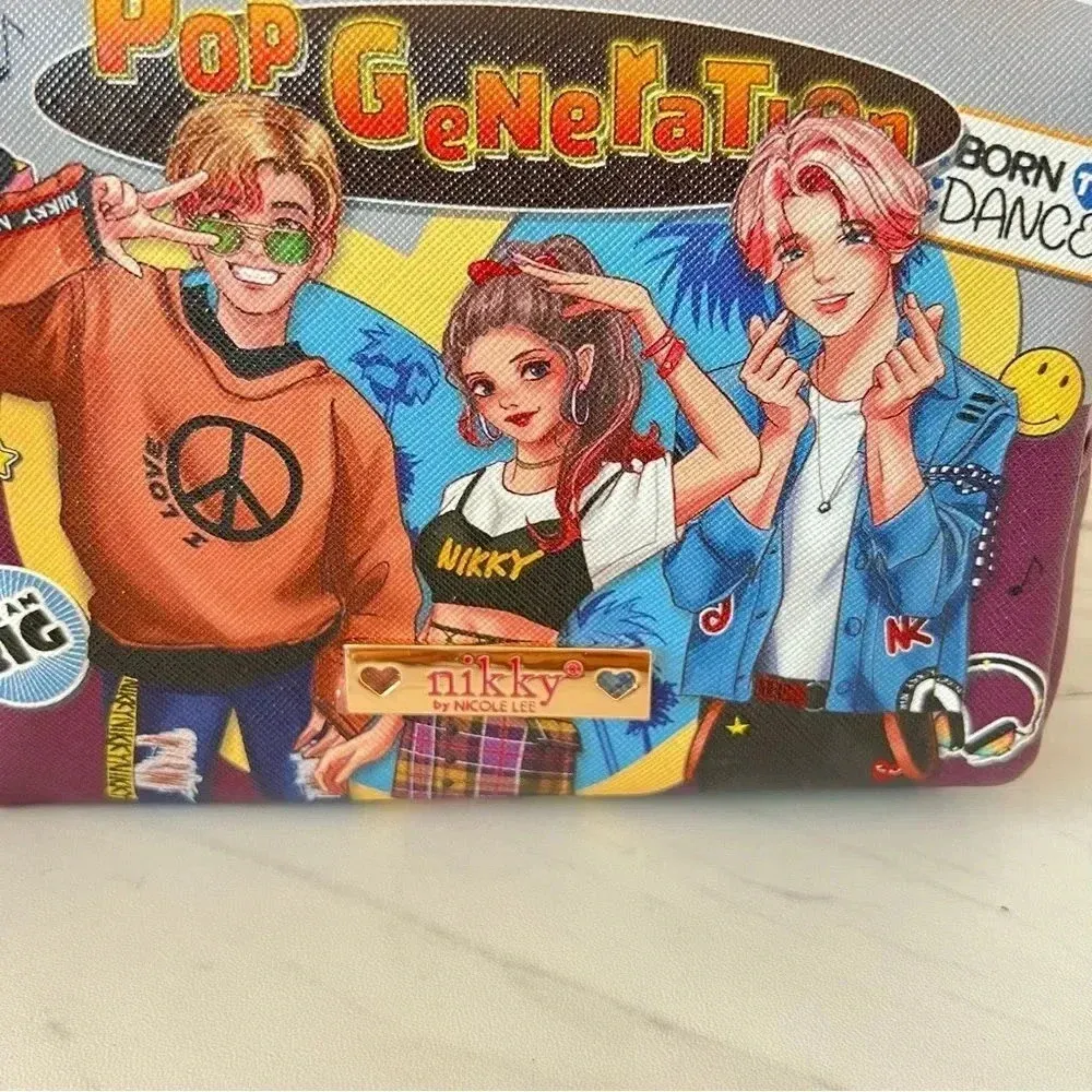 Nikky By Nicole Lee Cosmetic Pouch Bag Pop Generation Gray/Burgundy - Image 3