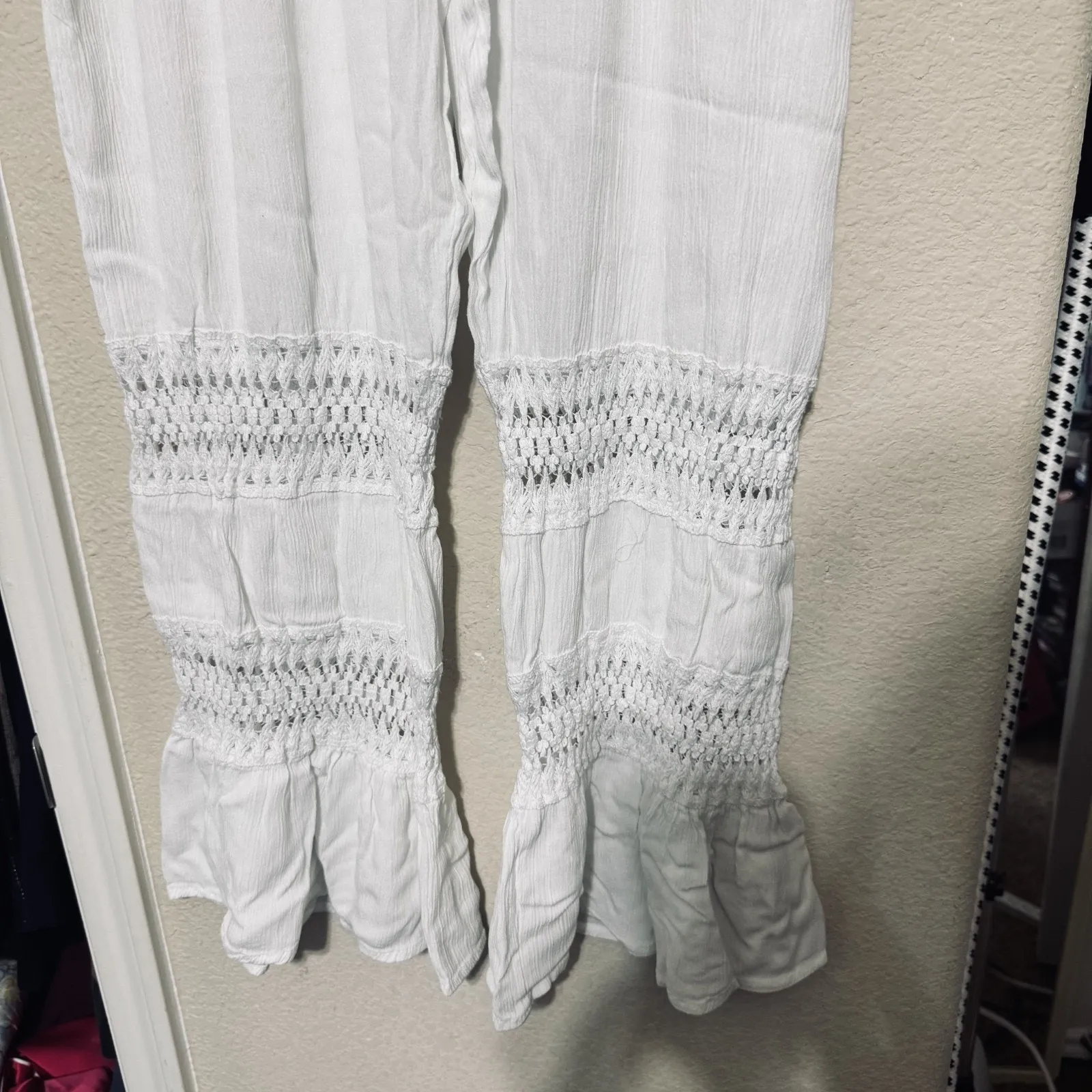 Salty Lemon Pants Womens L White Boho Pirate Pantaloons Prairie Bloomers gauzy - Image 2