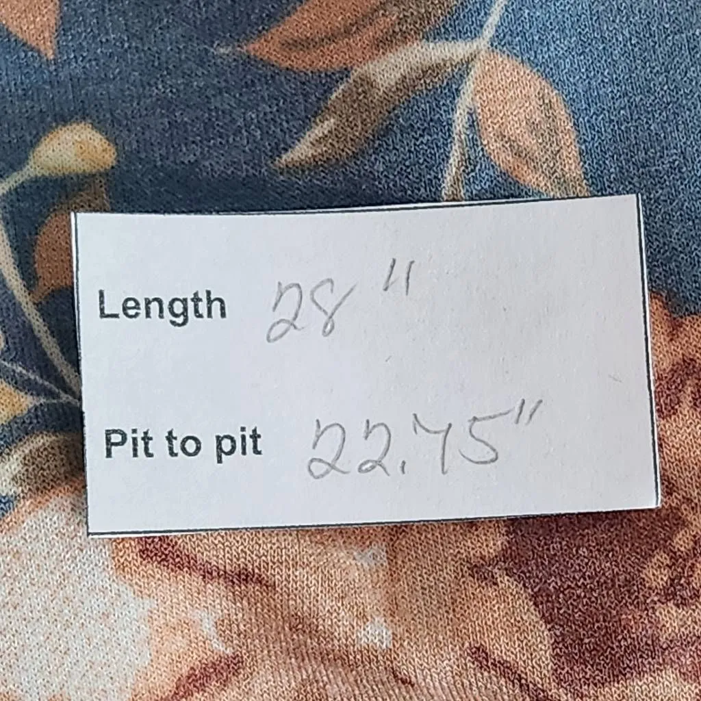 Andree by Unit Blue Floral Knit Top with Gray Raglan Sleeves Size 2X Floral Top - Image 10