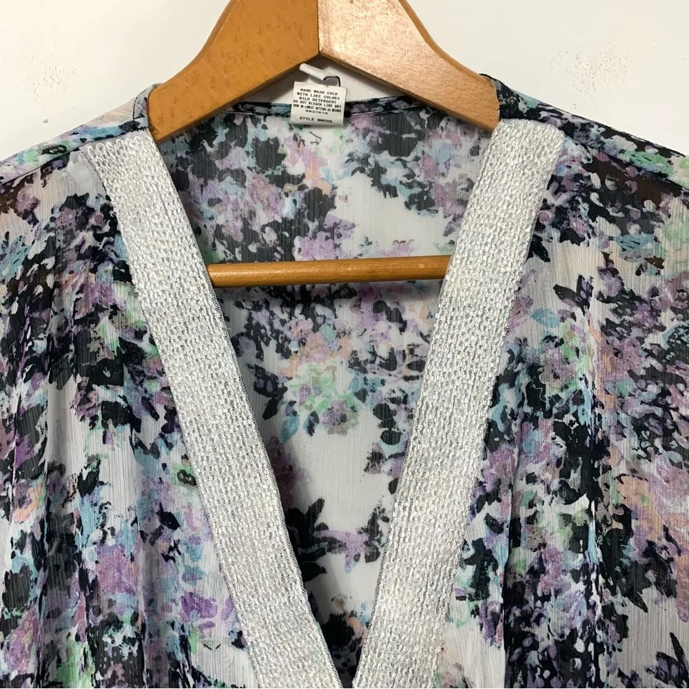 Badgley Mischka  Sheer Multicolor Beaded Front Top - Image 4