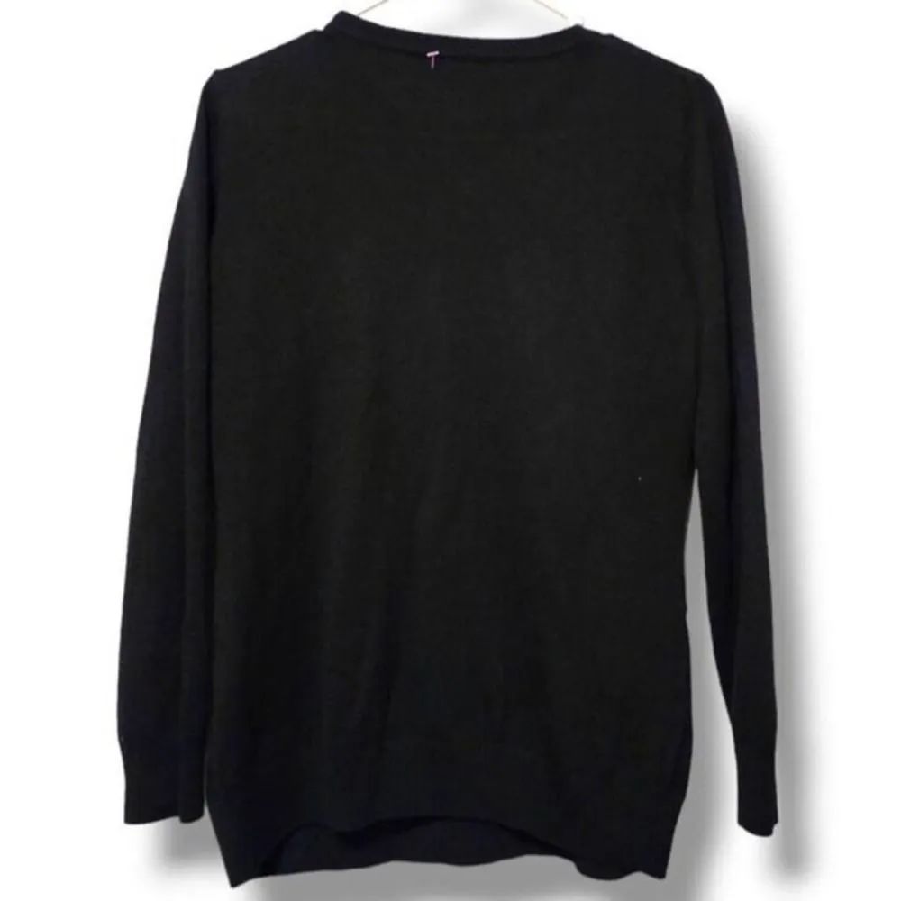 Women's sz S Black Reindeer Graphic Polkadot Pullover Sweater Festive Fun Cozy - Image 3