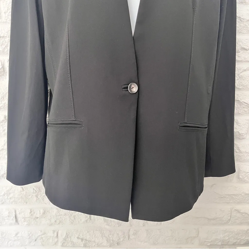NWT Helmut Lang Black Palm Suiting Wool-Blend Blazer, Size 6 - Image 2