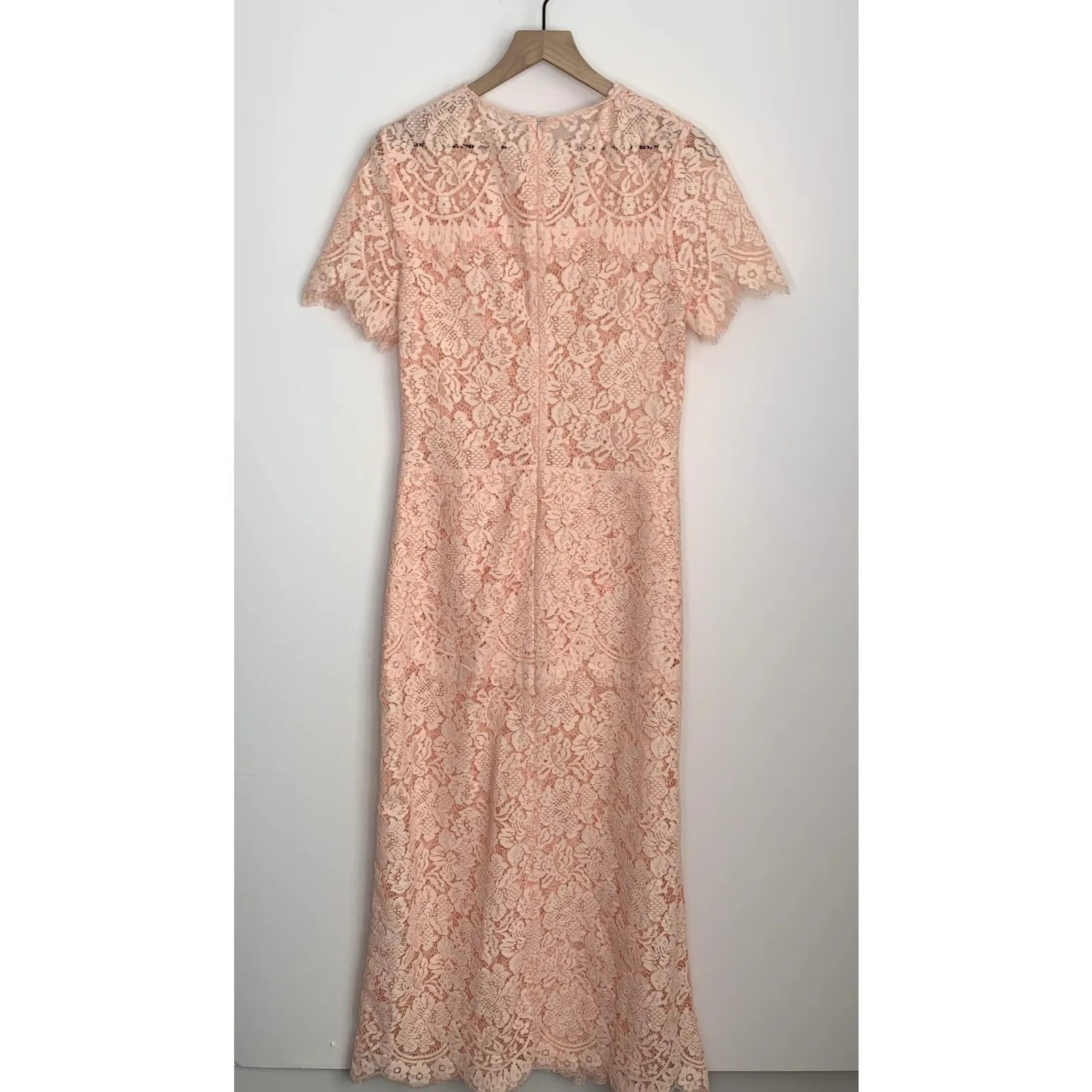 Ganni Duval Corded Lace Pink Midi Dress Womens  EU 38 US 6/8 - Image 3