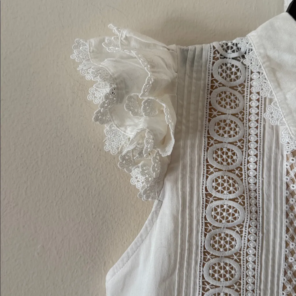 ALICE + OLIVIA MEEKO EMBROIDERED RUFFLED SLEEVE SHIRT DRESS, Size 4, $395 - Image 12