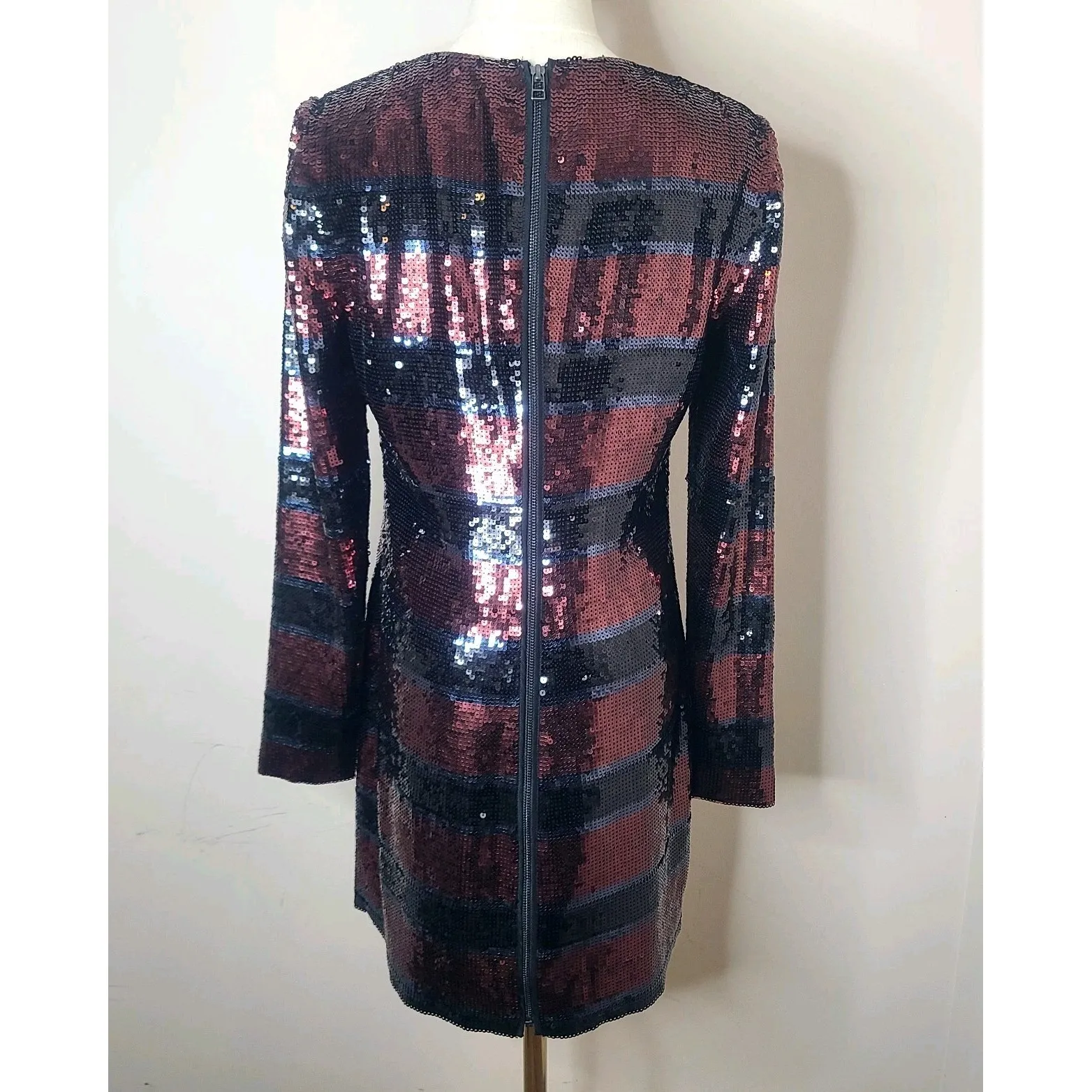 Veronica Beard Wide Striped Red Black Sequin Mini Dress 8 Breakers Dress Party - Image 7