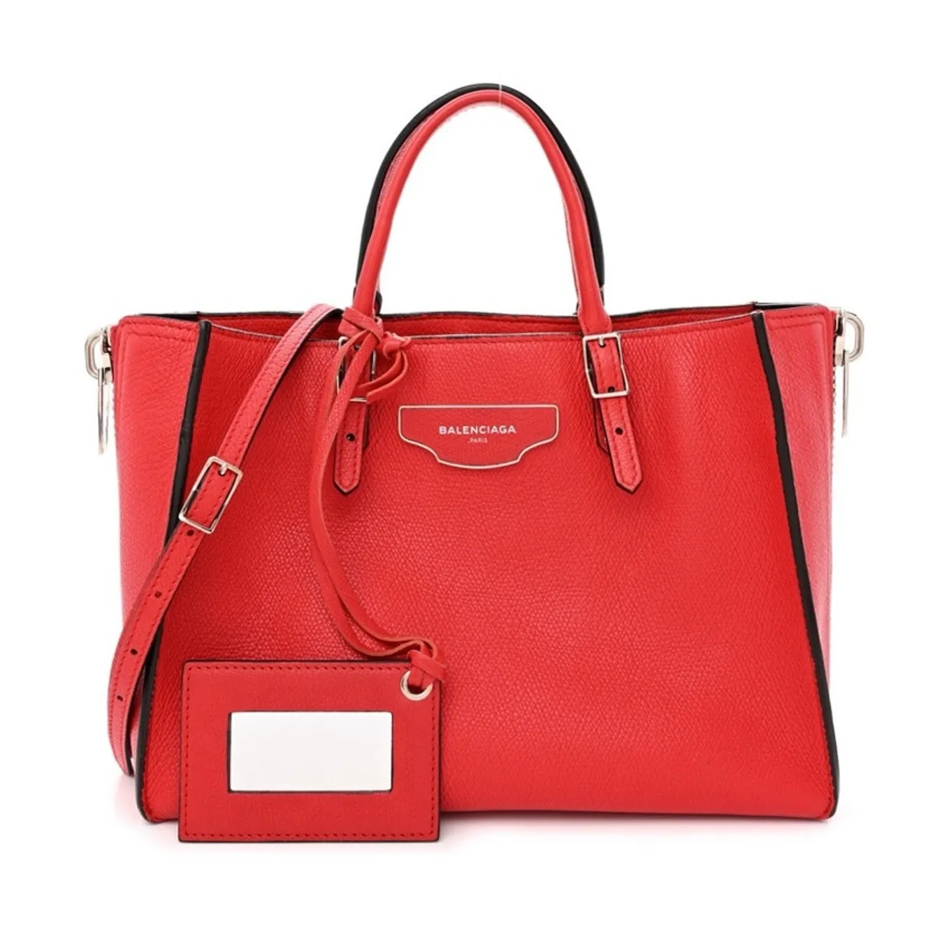 BALENCIAGA Grained Calfskin Plate Papier A6 Zip Around Tote Rouge Houx Red - Image 1