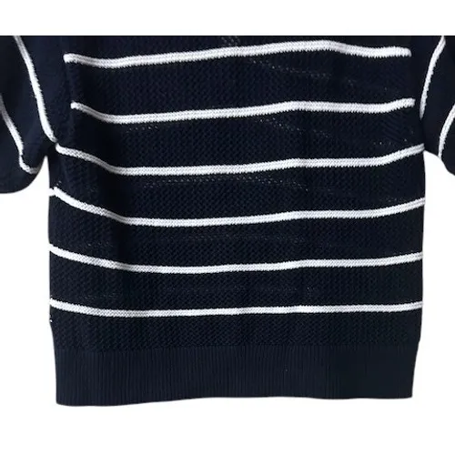 Old Navy L Striped Knit Sweater Polo Shirt‎ Navy White Nautical Coastal Cruise - Image 14