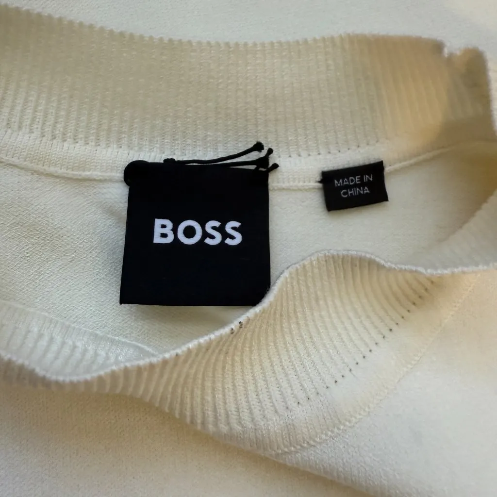 Hugo Boss Ferdola Mixed Media Midi Dress Women's XS Ivory Black Career Chic NWOT - Image 14