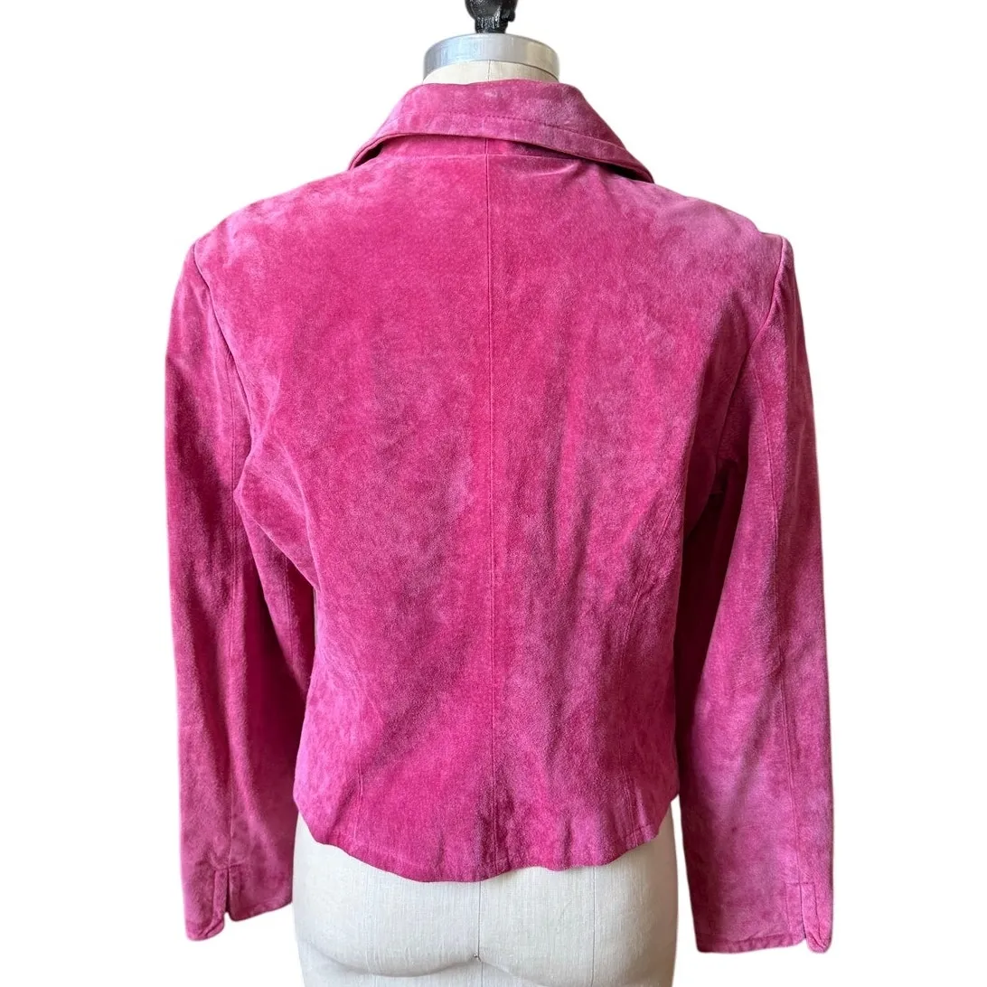 Vintage Suede Jacket with Bows Women’s Size Large Pink Y2K - Image 3