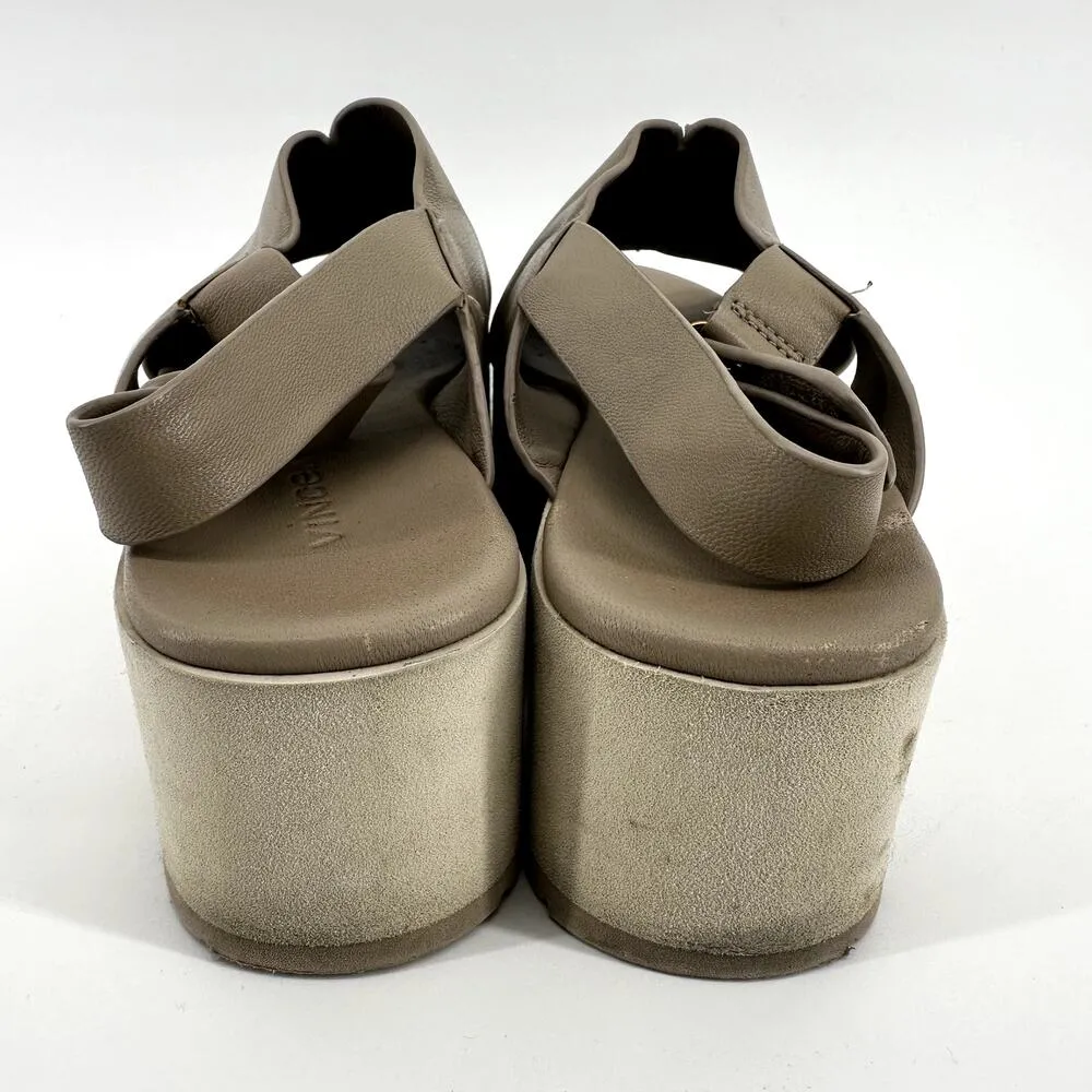 Vince Jenaya Slingback Platform Sandal Cross Open Toe Buckle Leather Nude 6.5 - Image 5