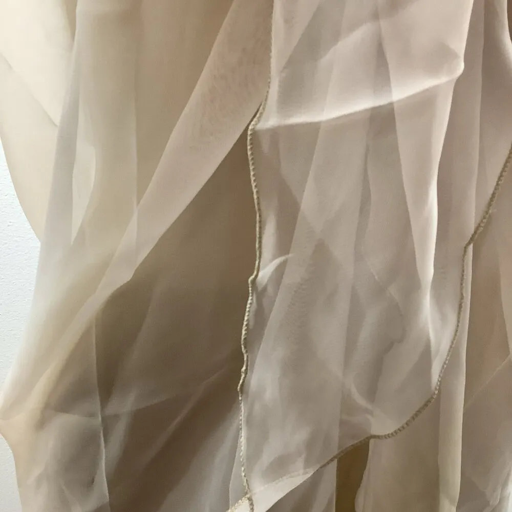 Zuliana Sheer Beige Lettuce Trim Long Sarong O/S New With Tags Size undefined - Image 3