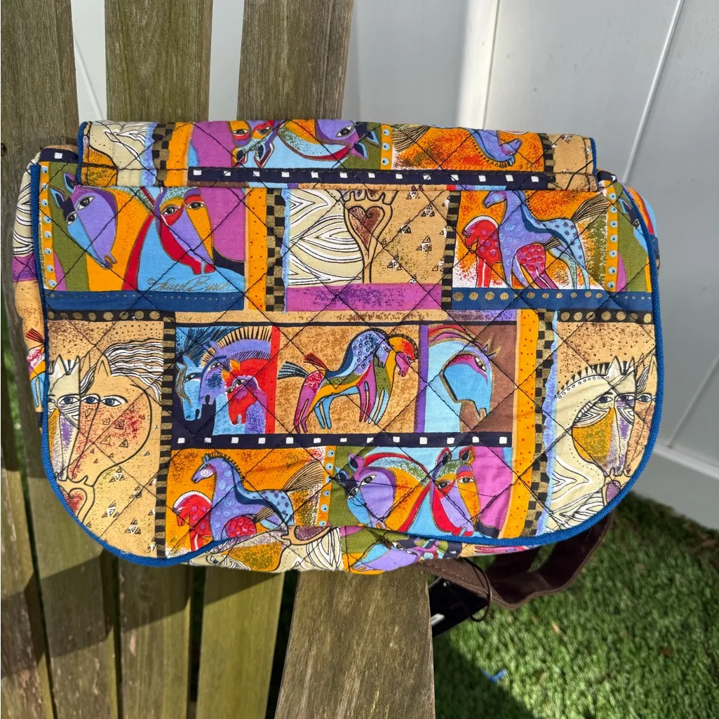 VTG Laurel Burch Love Horses Quilted Medium‎ Handbag Crossbody Bag NWT T Brown - Image 4