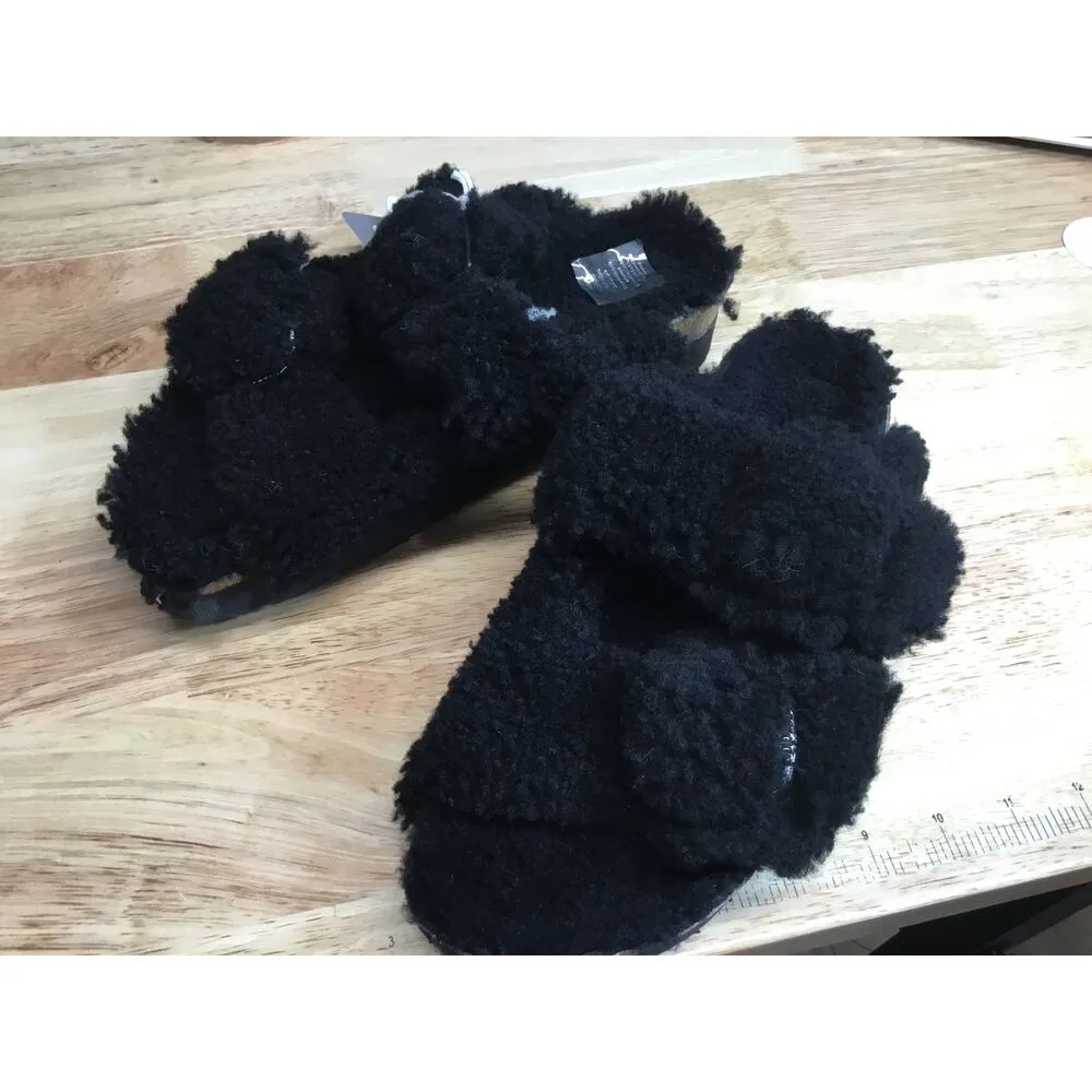 BIRKENSTOCK Papillio Daytona Women's 7.5 Black Buckle Shearling Slide Sandals - Image 4