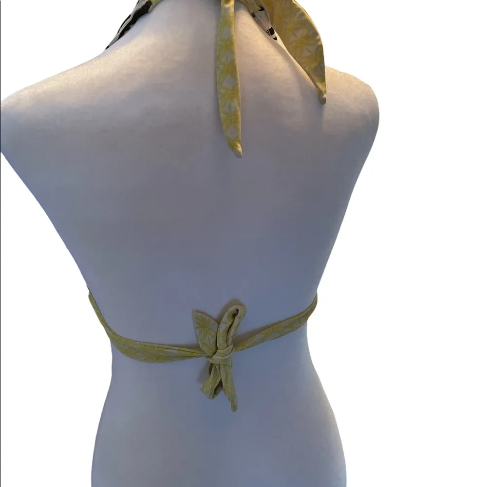 Bikini Top only Yellow Black White Double Tie, Around Neck and Back M - Image 3