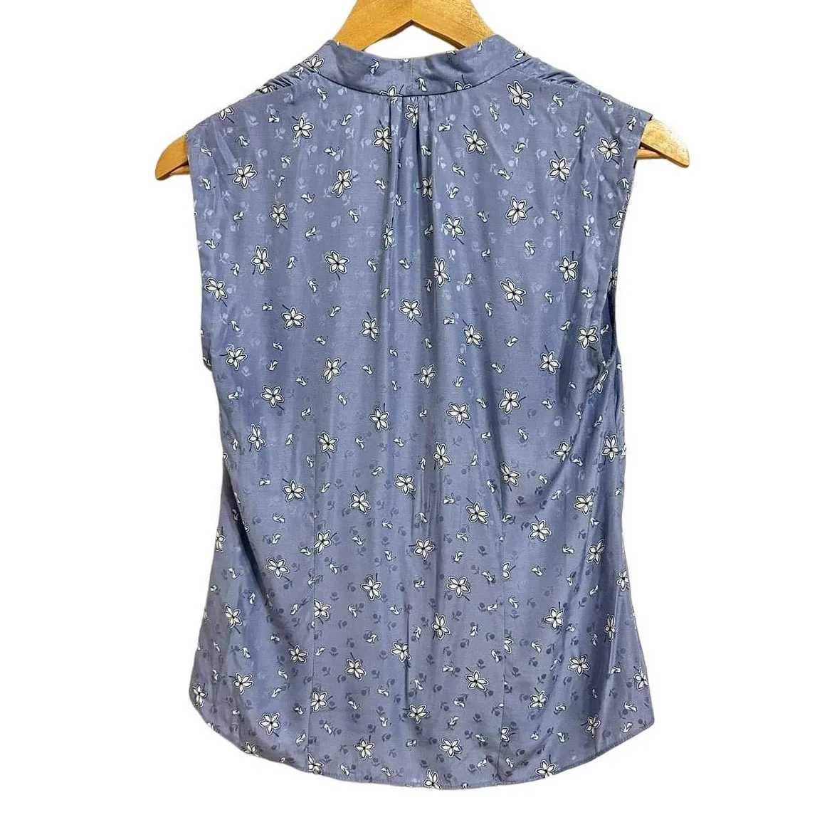 Rebecca Taylor Women's Blue Sleeveless‎ Crossover Petal Fleur Top Size 0 - Image 6