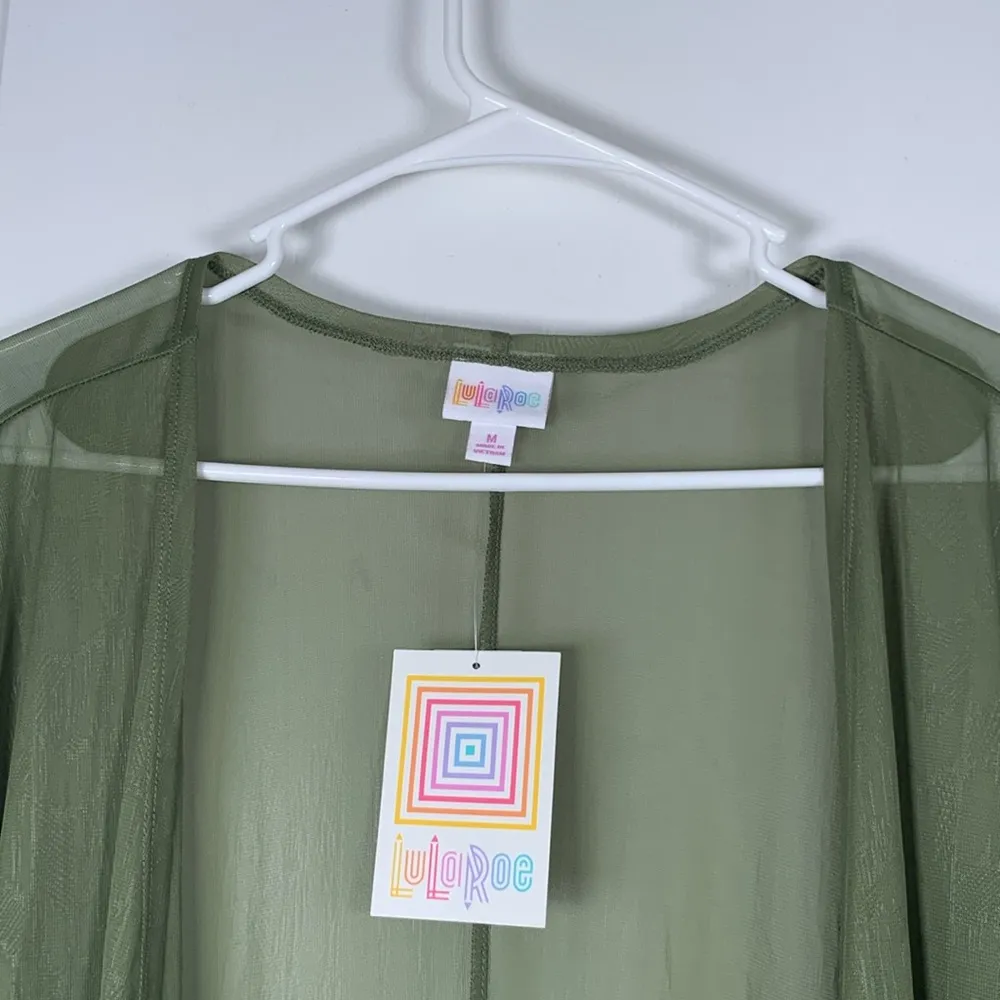 Lularoe Olive Avocado Green Lindsey Open Cardigan Size Medium NWT #0957-AZ - Image 2